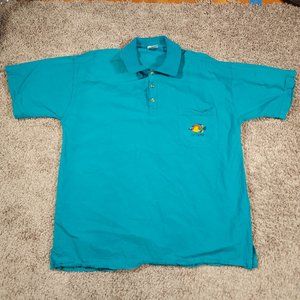 Peer by Peter Mussfeldt Polo Shirt Mens XL Blue Pocket Tropical Fish Ixtapa